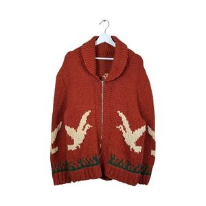 1970s Handmade Vintage Ducks Flying Cowichan Rust